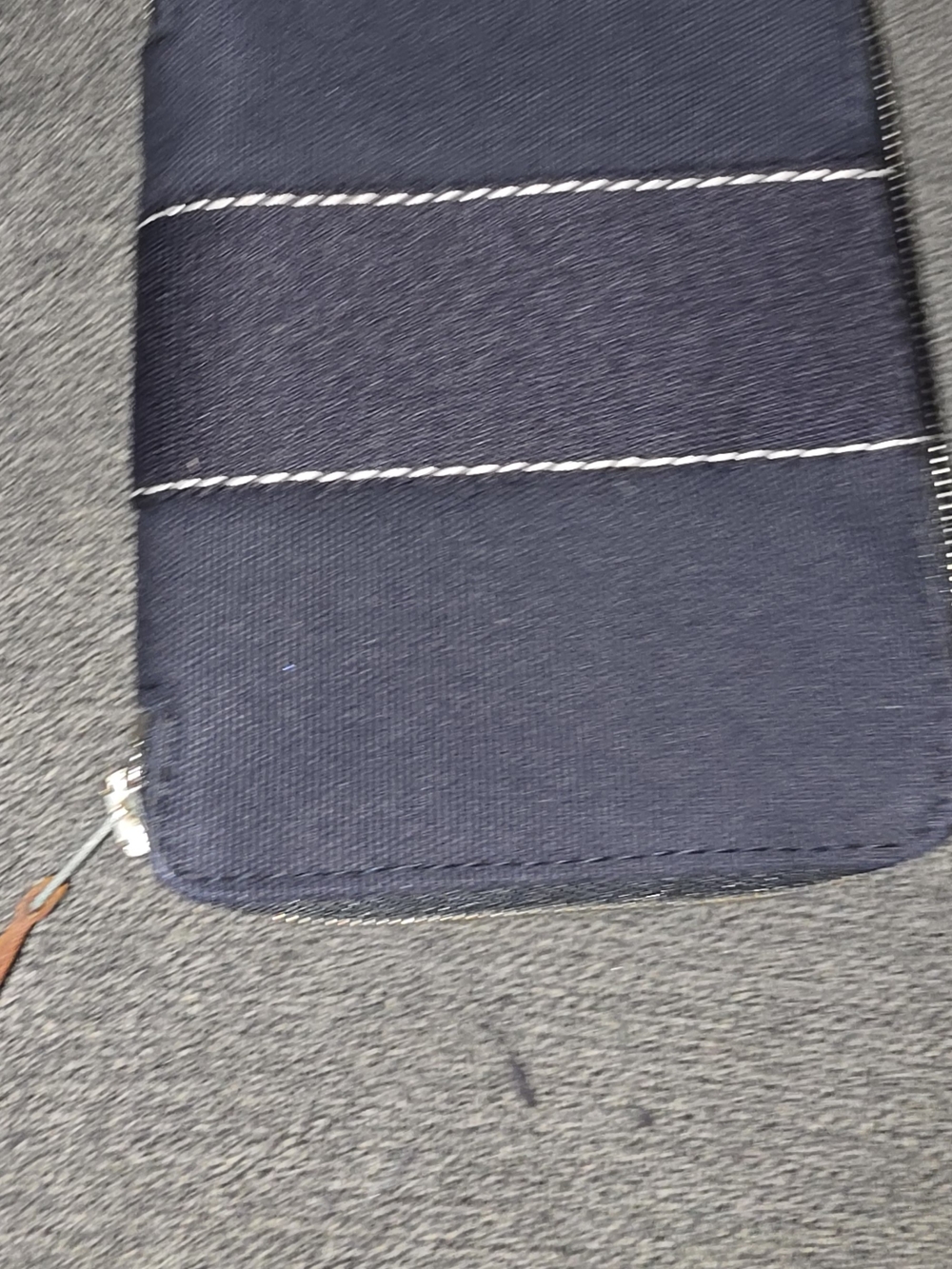 Hermès Vintage Hermes Canvas Zip Wallet Navy Blue Silver